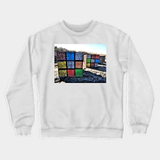 Rubic's Cube decorated beach defence block Crewneck Sweatshirt